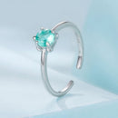 925 Sterling Silver White Gold Plated Transparent Glass Turtle Ring-2