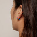 925 Sterling Silver Enamel Plated Earrings 14*2mm for Women-6