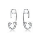 925 Sterling Silver Earrings for Women - 1.7x0.6cm, Platinum Plated with Pavé Setting CZ-3