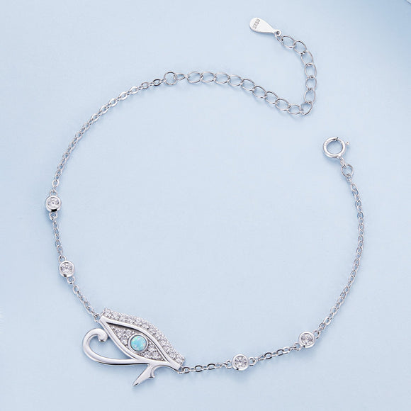 925 Sterling Silver Pavé Setting CZ & Translucent Opal Bracelet 160+50mm for Women