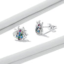 925 Sterling Silver Earrings with Pavé Setting CZ, Oxidized Silver, 0.7*0.8 cm for Women-3