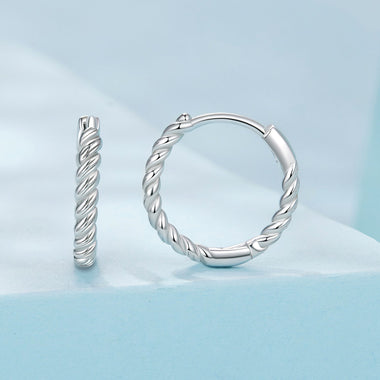 925 Sterling Silver Plated White Gold Earrings Size 1.4x0.2cm for Women - 0