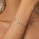 925 Sterling Silver White Gold Plated Heart-Shaped Bracelet with CZ, Length 150+60mm-6