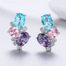 925 Sterling Silver Earrings with Transparent Glass, 1.6*1.1cm for Women-3