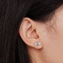 925 Sterling Silver Earrings with Pavé CZ and Transparent Glass-6