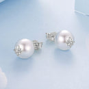 925 Sterling Silver Earrings with CZ and Synthetic Pearl for Women-5