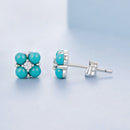 925 Sterling Silver Earrings with Synthetic Turquoise and CZ in Oxidized Finish-4