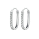 925 Sterling Silver Earrings with Pavé Setting CZ in Platinum for Women-1