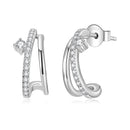 925 Sterling Silver Moissanite Earrings for Women - 1.4x0.5cm, Pavé Setting-2