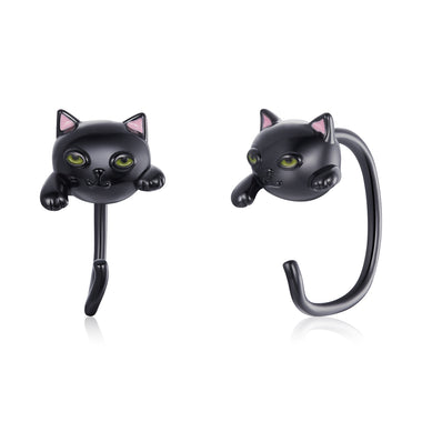 925 Sterling Silver Earrings with Black Gold Enamel for Women