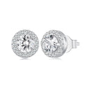 925 Sterling Silver 6.5mm Pavé Setting CZ Earrings-2