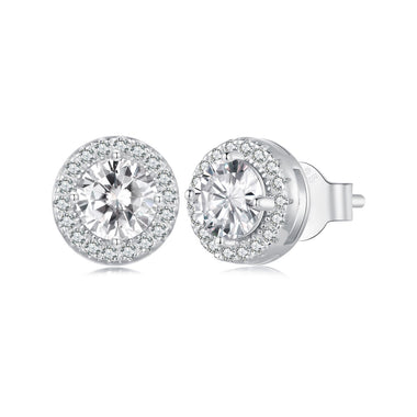 925 Sterling Silver 6.5mm Pavé Setting CZ Earrings - 0