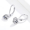 925 Sterling Silver Earrings with CZ and Platinum Plating, 2.3*0.8 cm-2