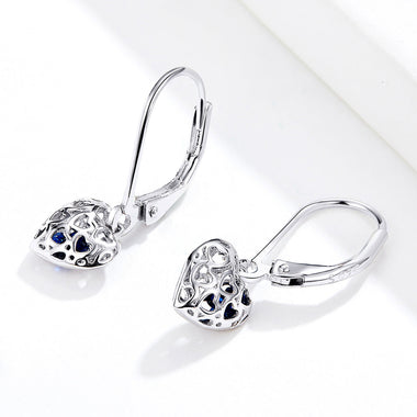 925 Sterling Silver Earrings with CZ and Platinum Plating, 2.3*0.8 cm - 0