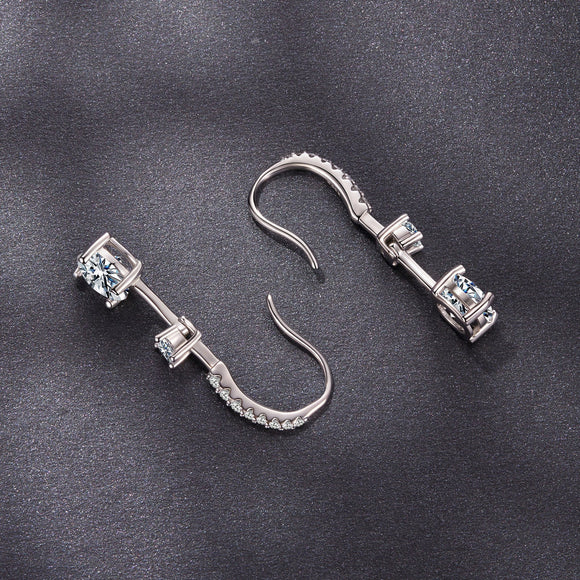 925 Sterling Silver Moissanite 1.00 Carat Earrings for Women