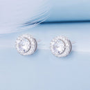 925 Sterling Silver 6.5mm Pavé Setting CZ Earrings-3
