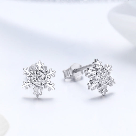 S925 Sterling Silver Earrings with CZ in Pavé Setting - 0.8*0.8cm for Women