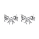 925 Sterling Silver White Gold Plated CZ Earrings for Women - 0.7x1.0cm-1