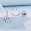 925 Sterling Silver Earrings with Transparent Glass and CZ, 23*12mm for Women-3