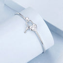 925 Sterling Silver Bracelet with CZ, 17mm, White Gold Plated, For Women-3