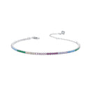925 Sterling Silver Pave Setting White Gold Bracelet 160+60mm for Women-1
