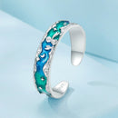 925 Sterling Silver Enamel White Gold Plated 5mm Ring-3