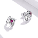925 Sterling Silver Oxidized Pavé Setting CZ Earrings - 1x1cm for Women-5