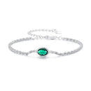 925 Sterling Silver Bracelet with CZ Pendants 150mm + 60mm Adjustable Size-2
