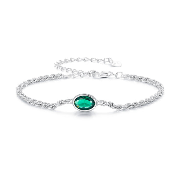925 Sterling Silver Bracelet with CZ Pendants 150mm + 60mm Adjustable Size