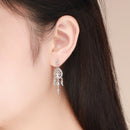 925 Sterling Silver Oxidized Pavé Setting CZ Earrings-6