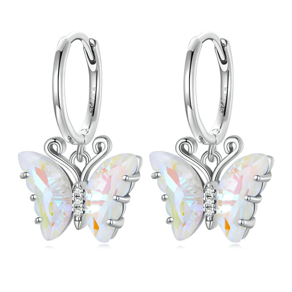925 Sterling Silver Earrings with Resin, 23x13mm, Plated Platinum for Women