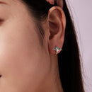 925 Sterling Silver Earrings with Transparent Glass, Enamel, White Gold Plated, 1.3x1.5cm for Women-6