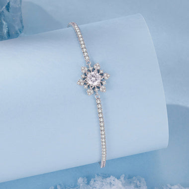 925 Sterling Silver Adjustable Bracelet with Pavé Setting CZ and White Gold Plating for Women - 0