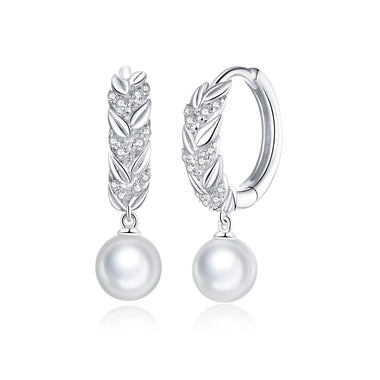 925 Sterling Silver Earrings with Quality Shell Pearl and CZ
