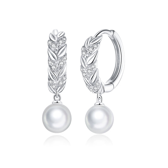 925 Sterling Silver Earrings with Quality Shell Pearl and CZ