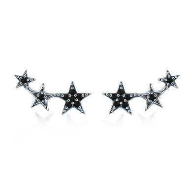 S925 Oxidized Silver Pavé CZ Earrings for Women
