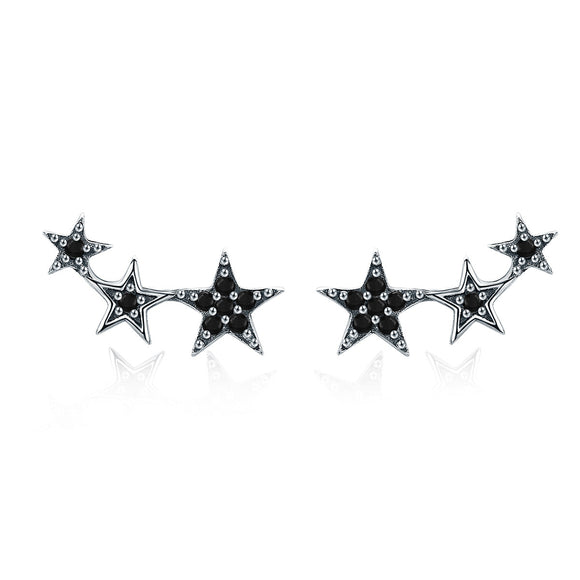 S925 Oxidized Silver Pavé CZ Earrings for Women