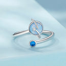 925 Sterling Silver Ring with Pavé Setting, White Gold Plated, with Translucent Opal for Women-3