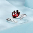 925 Sterling Silver Ring with White Gold Plating, Enamel, Width 0.16cm, Style E for Women-3