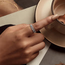 925 Sterling Silver and White Gold 0.5cm Ring Size 6.0-6