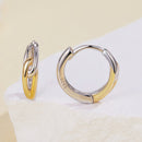 925 Sterling Silver Earrings for Women - 1.4x0.4cm - White Gold and Gold Plated-4