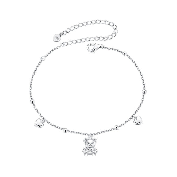 925 Sterling Silver Bracelet with Pavé Setting CZ, 150+60mm Length for Women
