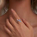 925 Sterling Silver Enamel Opal Ring with Pavé Setting for Women-6
