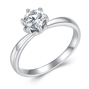 925 Sterling Silver Plated Moissanite Ring Size 6 - 0