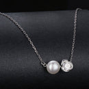 925 Sterling Silver Moissanite & Freshwater Pearl White Gold Necklace 45cm for Women-2