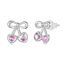 925 Sterling Silver Earrings with Pavé Setting CZ and Transparent Glass for Women-1