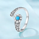 925 Sterling Silver Oxidized Synthetic Turquoise Ring 0.23-0.8cm Women-2