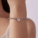 925 Sterling Silver White Gold Plated 17cm Bracelet with CZ Paved Setting for Women-5