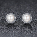 925 Sterling Silver Freshwater Pearl Earrings with CZ for Women-2