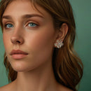 925 Sterling Silver Earrings with Pavé Setting CZ and Resin, 2.5x2.1cm for Women-7